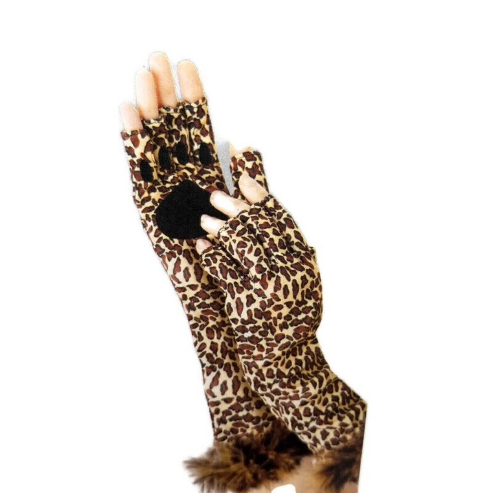 Costumes Usa Leopard Print Fingerless Gloves Women Theatrical Cosplay Halloween